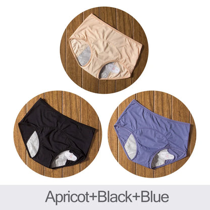 Leak-Proof Menstrual Panties (3-Pack) - Apricot Black Blue / L(Waist58-64cm) Flee Gear