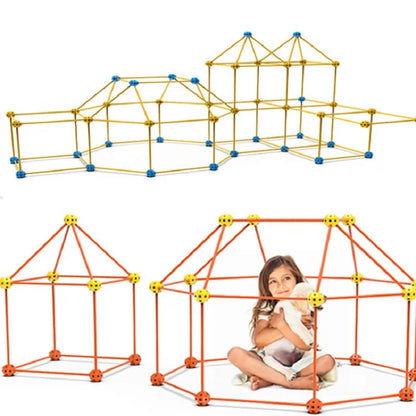 Kids Creative Fort Building Blocks Indoor Tent Brick Kit DIY Educational Building Castle Assembled Toys Ball Games Toy Gift - Flee Gear