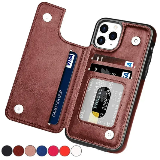 I-Phone Leather Case w/Double Button For Series 16 And 15