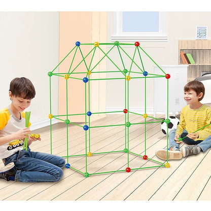 Kids Creative Fort Building Blocks Indoor Tent Brick Kit DIY Educational Building Castle Assembled Toys Ball Games Toy Gift - Flee Gear