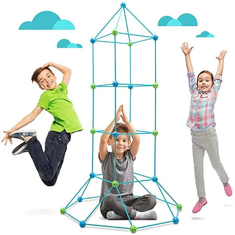 Kids Creative Fort Building Blocks Indoor Tent Brick Kit DIY Educational Building Castle Assembled Toys Ball Games Toy Gift - Flee Gear