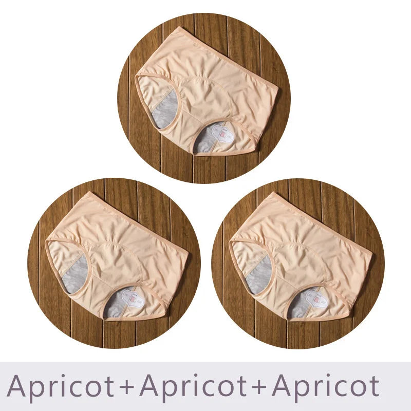 Leak-Proof Menstrual Panties (3-Pack) - Apricot Apricot Apricot / L(Waist58-64cm) Flee Gear