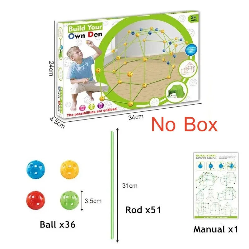 Kids Creative Fort Building Blocks Indoor Tent Brick Kit DIY Educational Building Castle Assembled Toys Ball Games Toy Gift - Flee Gear