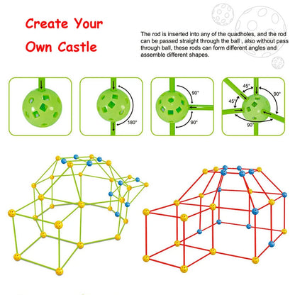 Kids Creative Fort Building Blocks Indoor Tent Brick Kit DIY Educational Building Castle Assembled Toys Ball Games Toy Gift - Flee Gear