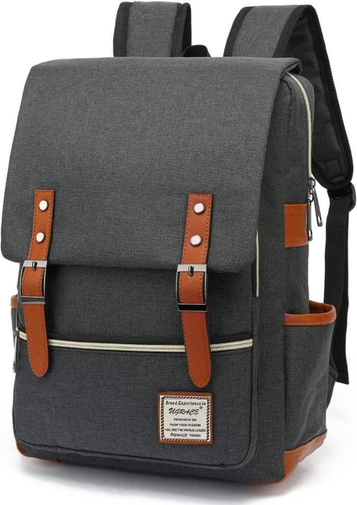 Slim Business Laptop Backpack Casual Daypacks College Shoulder Bag for Men Women, Tear Resistant Unique Travelling Backpack Fits up to 15.6 Inch Laptop in ‎Charcoal Black