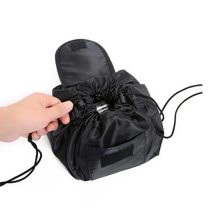 Trendy Cosmetic Travel Bag – Drawstring Design with Elastic Storage