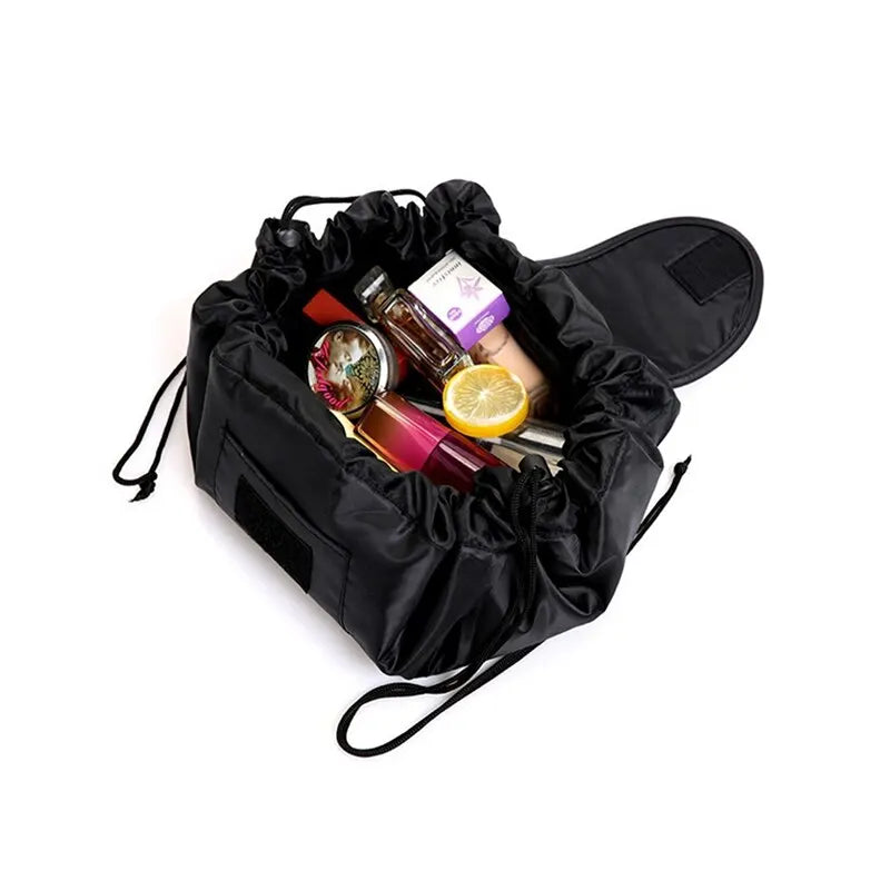 Trendy Cosmetic Travel Bag – Drawstring Design with Elastic Storage