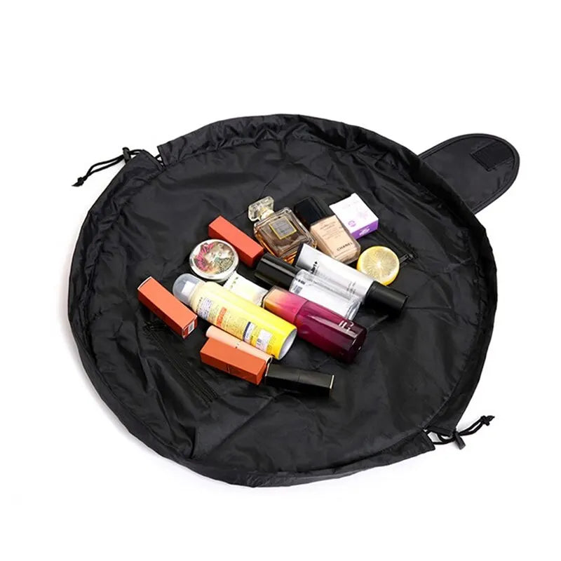 Trendy Cosmetic Travel Bag – Drawstring Design with Elastic Storage